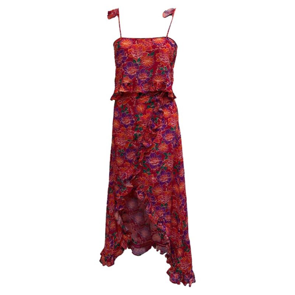 Paloma Blue Floral-Print Cropped Top and Maxi Skirt Set in Multicolor Viscose